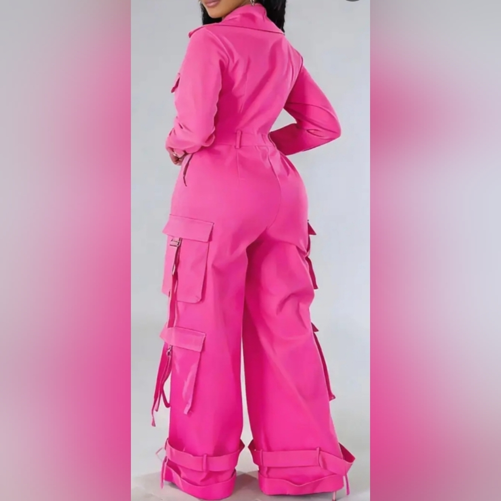 Pink Cargo Style Jumpsuit Size 14/16 - Picture 2 of 3